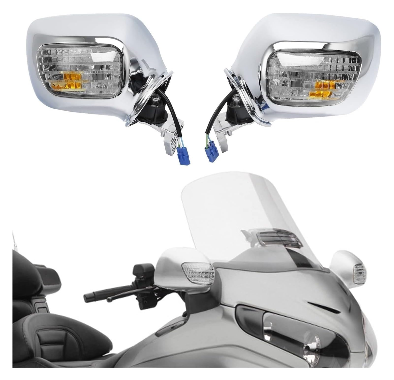 Motorrad spiegel Für Goldwing Für GL1800 Für F6B 2013 2014 2015 2016 2017 Motorrad Rückspiegel Blinker(Klar) von BGHGCVAOK