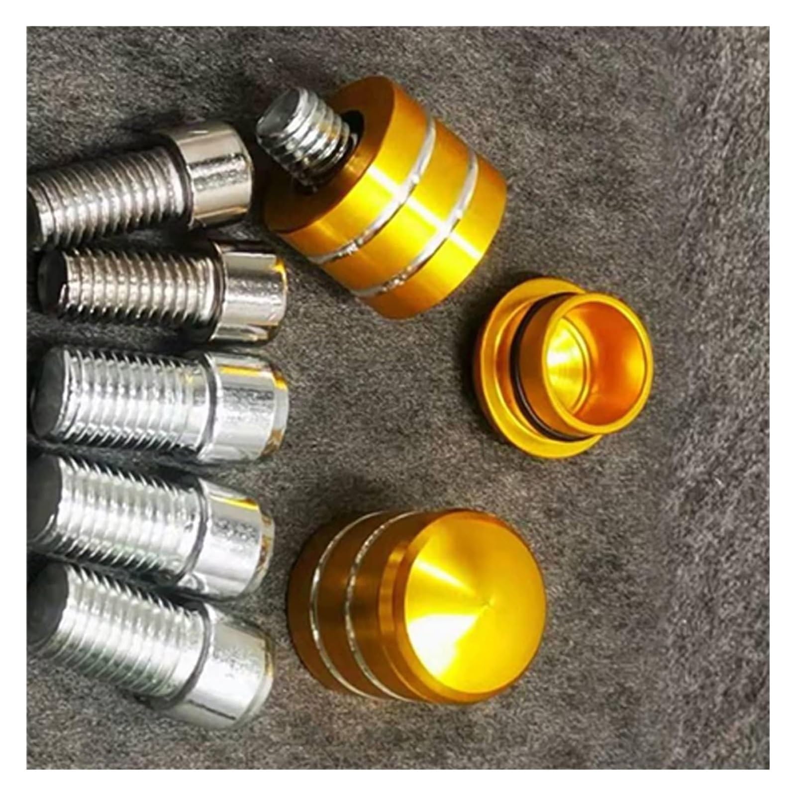 Motorrad spiegel Für K&awasaki Z1000 Z900 Z800 Z750 Z650 Z400 Z300 Z250 Z125 Aluminium Lenker Rückspiegel Motorrad Bar End Spiegel(Mirror Plug Gold) von BGHGCVAOK