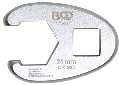 Bgs Hahnenfußschlüssel - Innenvierkant 12,5 mm (1/2) - SW 21 mm [Hersteller-Nr. 1757-21] von BGS