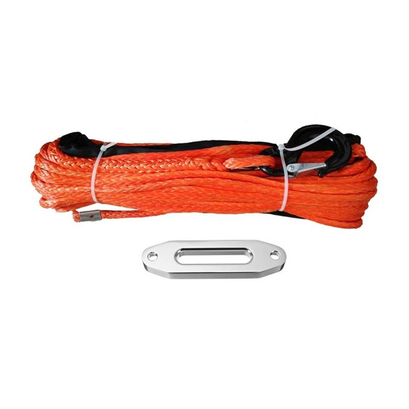 ,Abschleppseil 10 mm x 30 m Windenseil mit Haken und 12000 lbs Hawse-Aluminium-Seilführung(Orange) von BGTSF