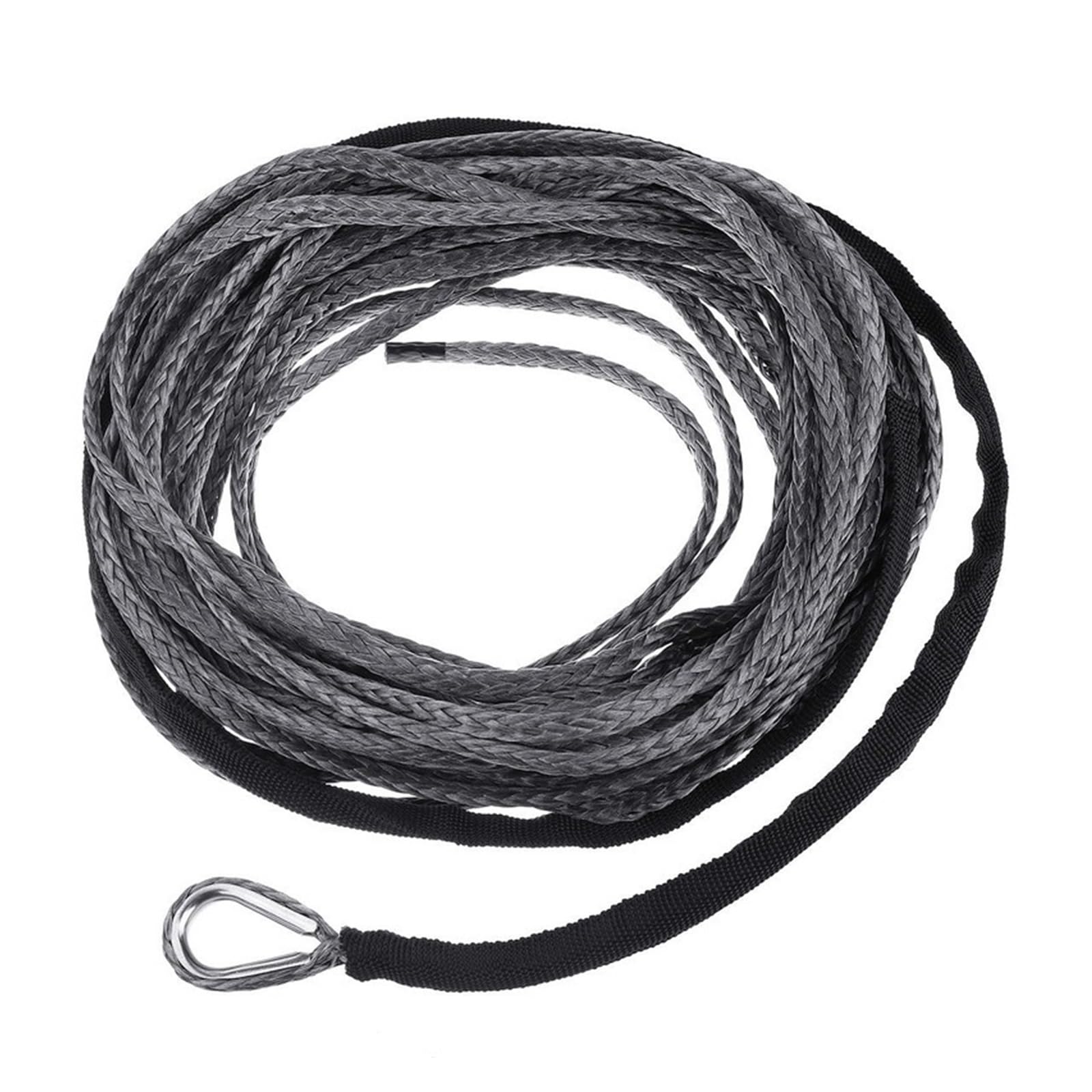 ,Abschleppseil 15 m, 6 mm, 7700 lbs, Synthetisches Windenseil, Leitungskabel mit Mantel, ATV, UTV, Winde, graues Abschleppseil, Autowaschanlage, Wartung, automatische Schnur(Gris) von BGTSF