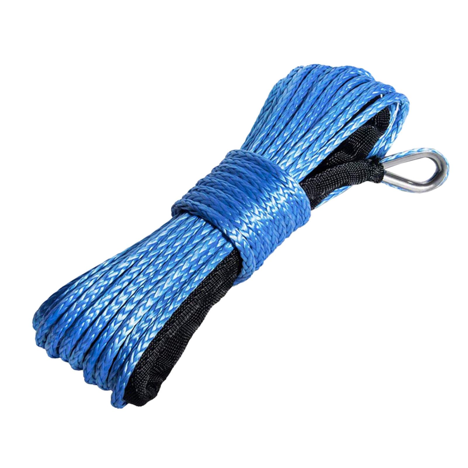 ,Abschleppseil 15M 6mm Winde Seil Anhänger String Linie Kabel Synthetische Zugseil Mit Haken Auto Notfall String 7700lbs for ATV UTV LKW Boot(Blue) von BGTSF