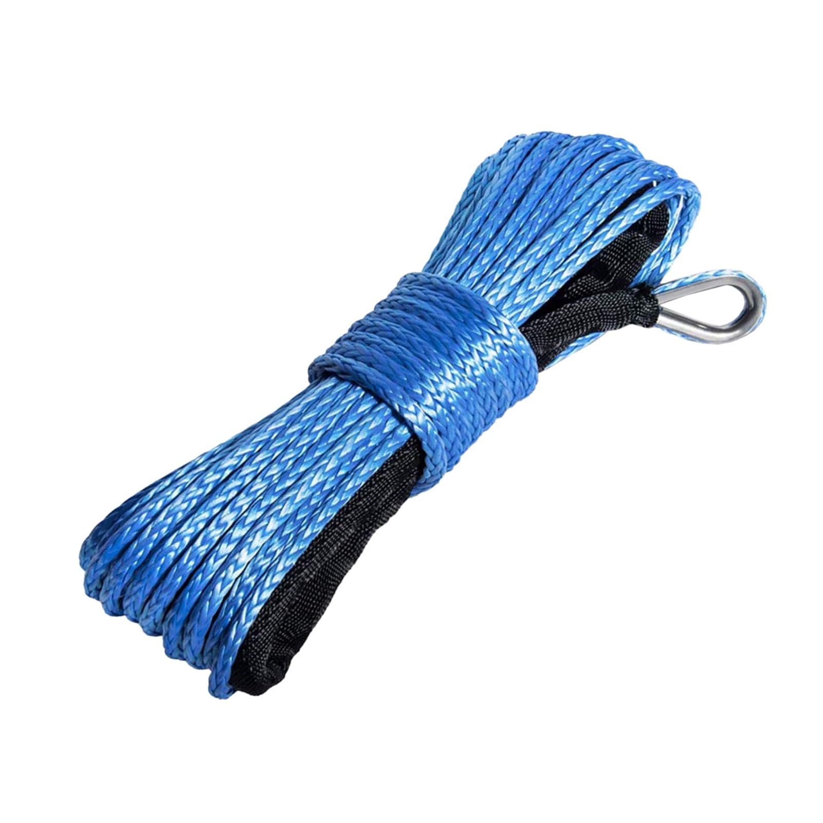 ,Abschleppseil 15M 6mm Winde Seil Anhänger String Linie Kabel Synthetische Zugseil Mit Haken Auto Notfall String 7700lbs for ATV UTV LKW Boot(Blue) von BGTSF