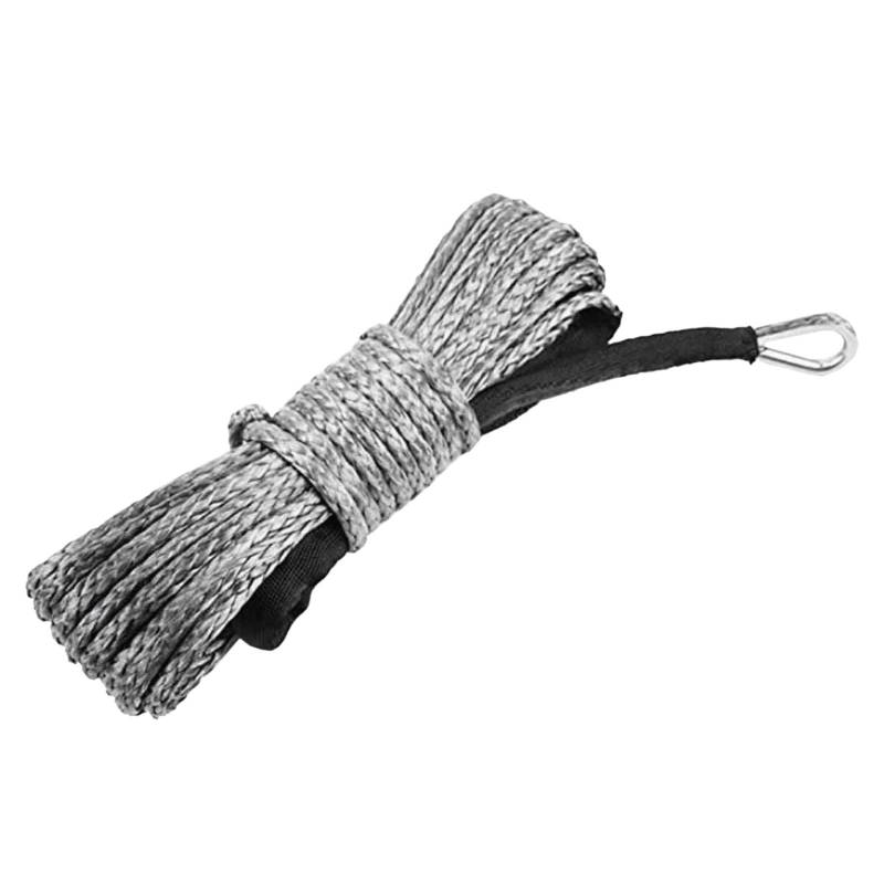 ,Abschleppseil 15M 6mm Winde Seil Anhänger String Linie Kabel Synthetische Zugseil Mit Haken Auto Notfall String 7700lbs for ATV UTV LKW Boot(Grey) von BGTSF