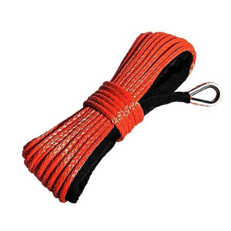 ,Abschleppseil 15M 6mm Winde Seil Anhänger String Linie Kabel Synthetische Zugseil Mit Haken Auto Notfall String 7700lbs for ATV UTV LKW Boot(Rood) von BGTSF