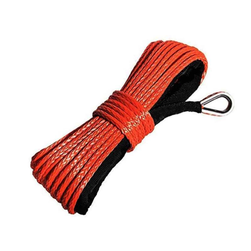 ,Abschleppseil 15M 6mm Winde Seil Anhänger String Linie Kabel Synthetische Zugseil Mit Haken Auto Notfall String 7700lbs for ATV UTV LKW Boot(Rood) von BGTSF