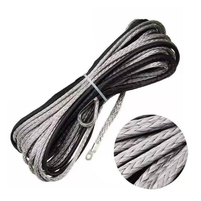 ,Abschleppseil 1X langlebiges 15M 5mm 10000LBS Synthetisches Windenseil-Bergungskabel for Allrad-ATV-SUV-LKW-Bootswinden-Abschleppseil(Grey) von BGTSF