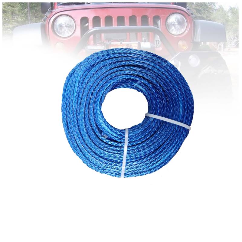 ,Abschleppseil 6 mm 100 m UHMWPE-Segelflugzeug-Windenseil for Geländewagen, ATV, UTV, SUV, LKW, Boot, Windenzubehör(Blue) von BGTSF