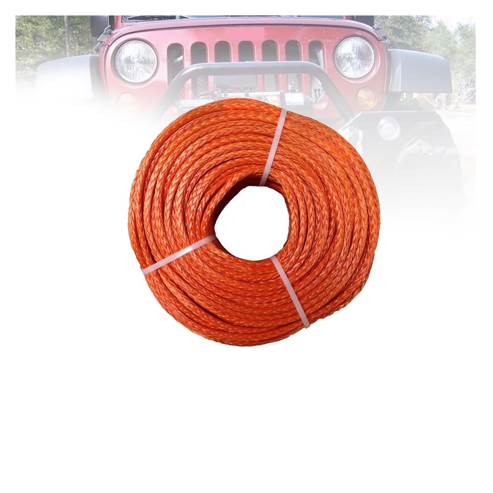 ,Abschleppseil 6 mm 100 m UHMWPE-Segelflugzeug-Windenseil for Geländewagen, ATV, UTV, SUV, LKW, Boot, Windenzubehör(Orange) von BGTSF