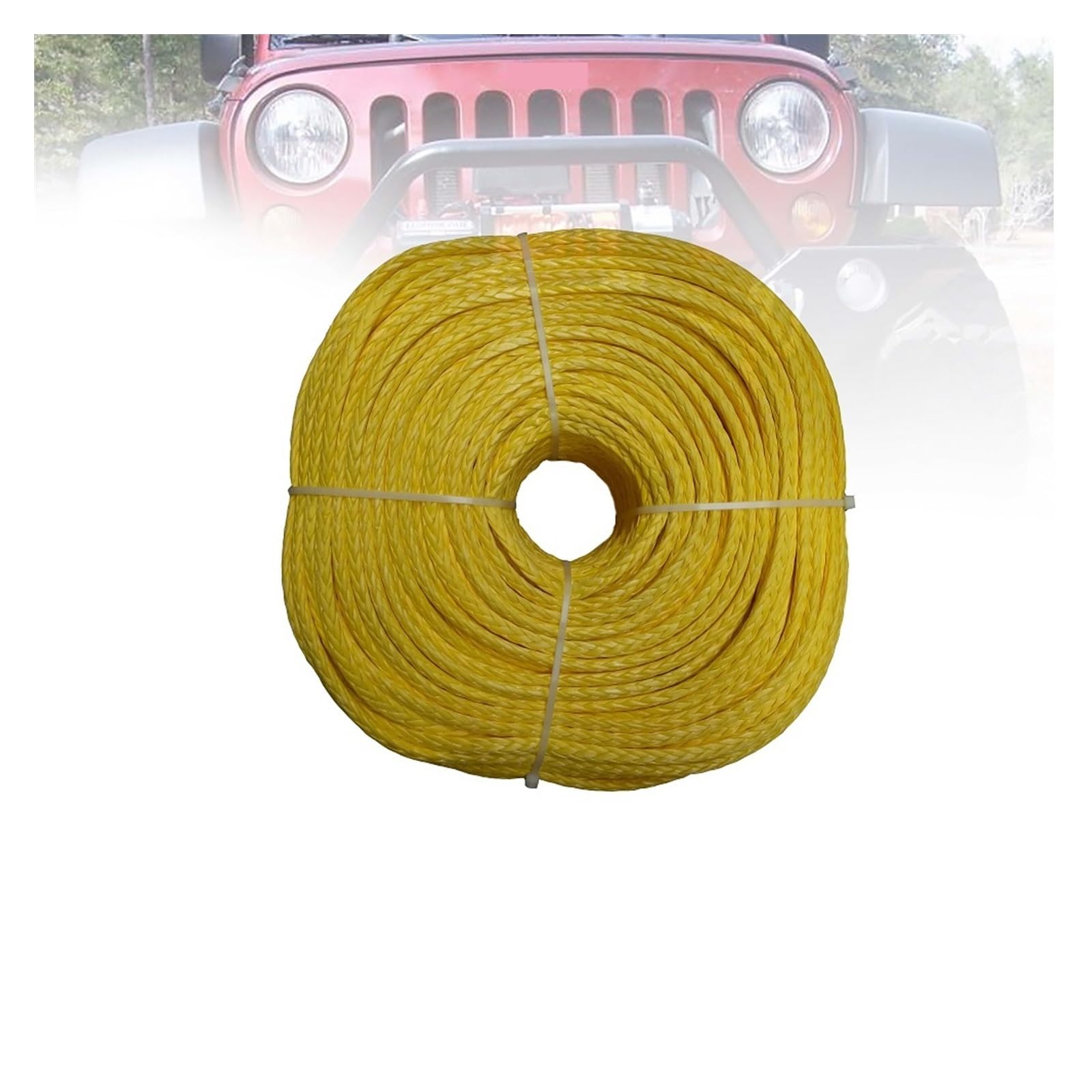 ,Abschleppseil 6 mm 100 m UHMWPE-Segelflugzeug-Windenseil for Geländewagen, ATV, UTV, SUV, LKW, Boot, Windenzubehör(Yellow) von BGTSF