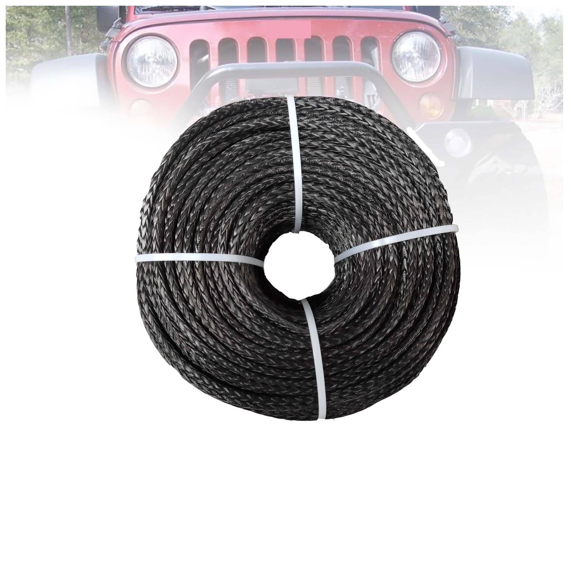 ,Abschleppseil 6 mm x 100 m UHMWPE-Windenseil-Schleppleine, ATV-Windenseil-Windenkabel for ATV UTV SUV 4X4 4WD Off-Road(Noir) von BGTSF