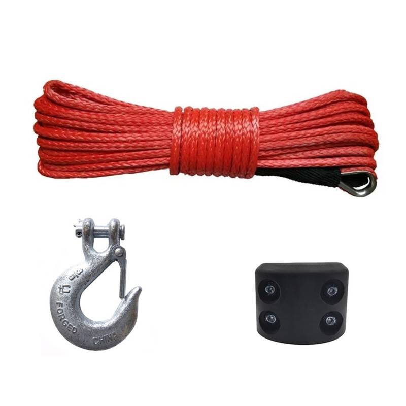 ,Abschleppseil 7700LBs Windenleine Kabel Seilwinden Abschlepphaken Stopper Gummi for ATV SUV UTV Truck Offroad Zubehör Windenseil Abschleppgurt(1 Set red) von BGTSF