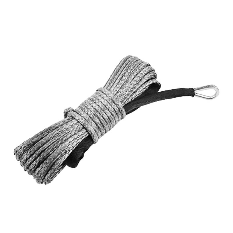 BGTSF ,Abschleppseil 15M 6mm Winde Seil Anhänger String Linie Kabel Synthetische Zugseil Mit Haken Auto Notfall String 7700lbs for ATV UTV LKW Boot(Grey) von BGTSF