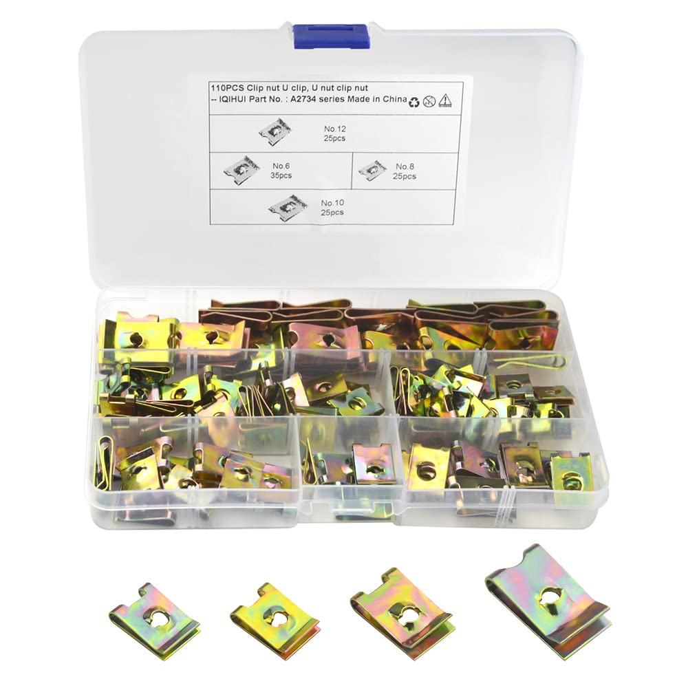 BGTXINGI 110pcs U Clips Sortiment Kit Auto U Typ Metall Clip Mutter Befestiger für Automotive Reparatur Dash Türverkleidung Innenraum Ersatz von BGTXINGI