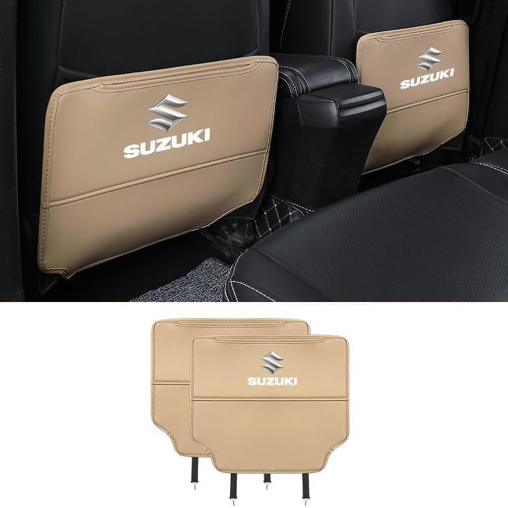 BHNRXQNJ Autositz Rückenlehne Protector für Suzuki Splash 2008-2012,Autositz Rückenlehnen-Schutzmatte Kick Schutzmatten Aufbewahrungstasche Reisezubehör,D-Beige von BHNRXQNJ