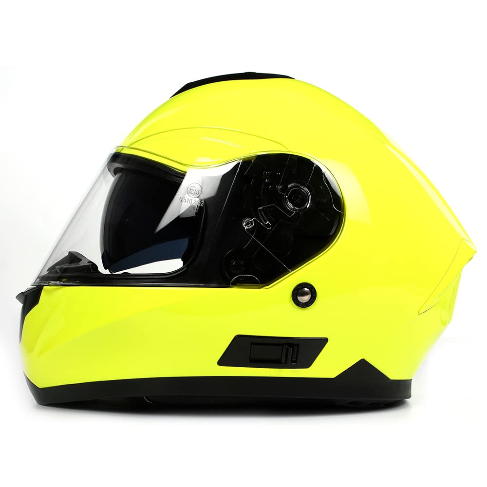 BHR Full Face Motorradhelm mit Doppelvisier 814 RIDE | Full Face Motorradhelm ECE Type Approved mit kratzfestem Doppelvisier | Damen/Herren-Motorradhelm | FLUO GELB | S von BHR