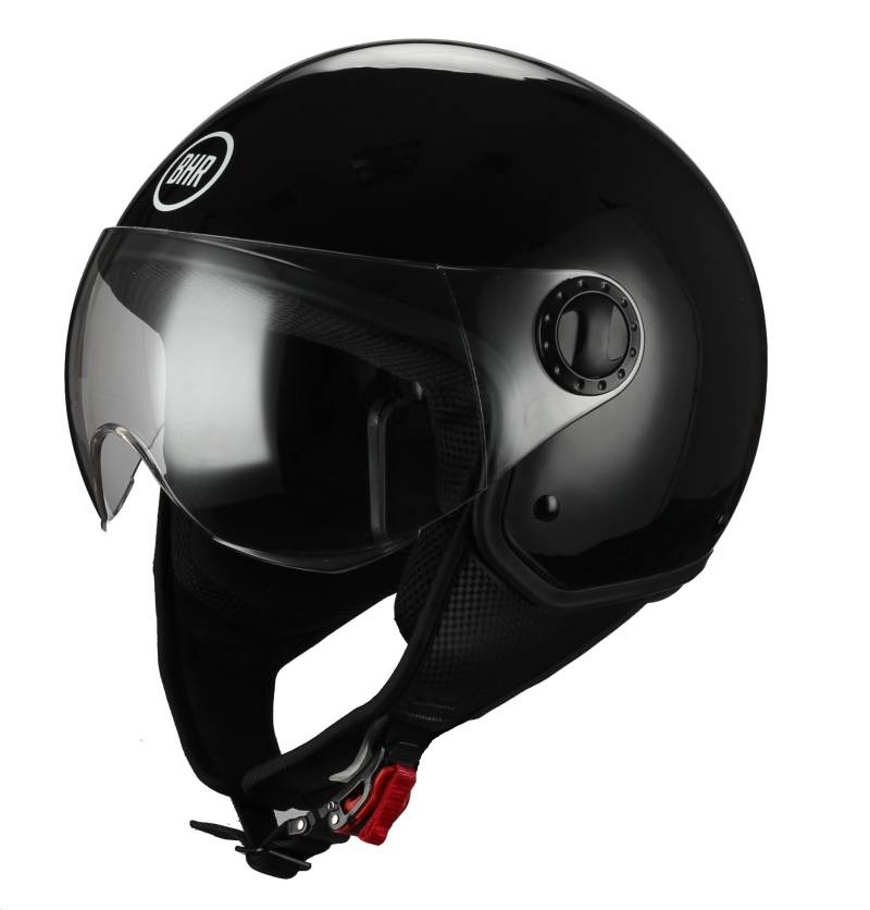 BHR Helm Demi-Jet 801 ONE| Scooter-Helm ECE-geprüft | Motorradhelm mit kratzfestem Visier |SCHWARZ METALLISCH | XL von BHR