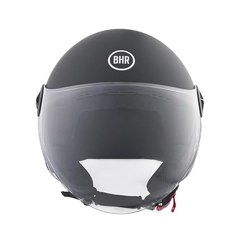 BHR Helm Demi-Jet 832 MINIMAL, Scooter Helm Zulassung ECE 22.06 Leicht und kompakt, ideal für die Stadt und unter der Sitzbank, Mattschwarz, L von BHR