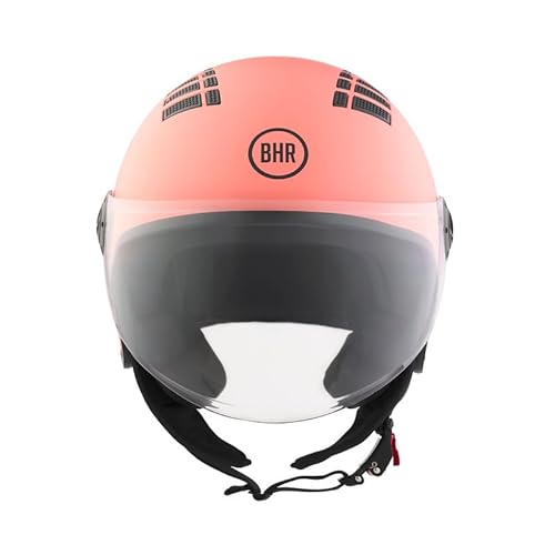 BHR Helm Demi-Jet 834 FLOW - Sommer-Rollerhelm Homologiert ECE 22.06 mit 16 Belüftungslöchern - Vespa-Helm mit Kratzfestem Visier und Mikrometrischer Auslösung - Matt Koralle M von BHR