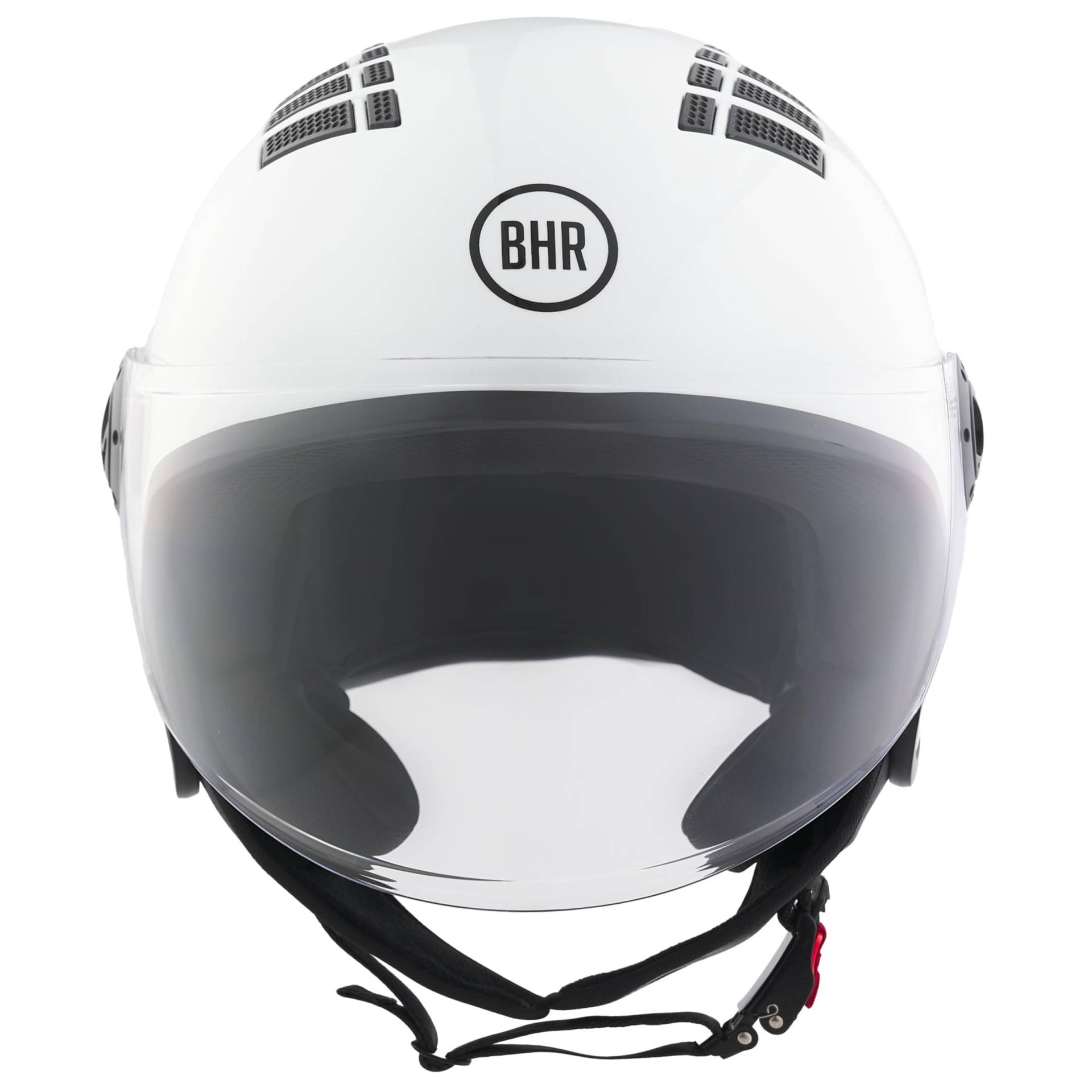 BHR Helm Demi-Jet 834 Flow - Sommer-Rollerhelm Homologiert ECE 22.06 mit 16 Belüftungslöchern - Vespa-Helm mit Kratzfestem Visier und Mikrometrischer Auslösung - Weiss XL von BHR