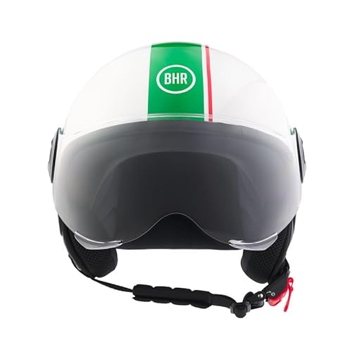 BHR Helm Demi-Jet 835 SPECIAL - Rollerhelm ECE 22.06 Zugelassenmit Anti-Kratz-Visier, Mikrometrischer Auslösung und Abnehmbare Wangenpolster - Cool Italy M von BHR