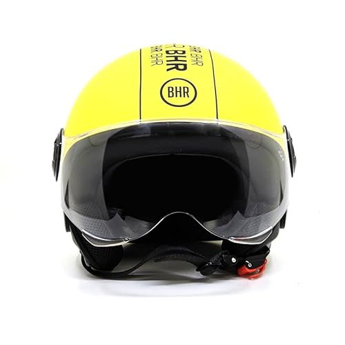 BHR Helm Demi-Jet 835 Special - Rollerhelm ECE 22.06 Zugelassenmit Anti-Kratz-Visier, Mikrometrischer Auslösung und Abnehmbare Wangenpolster - Cool Yellow S von BHR