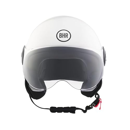 BHR Helm Demi-Jet 835 Special - Rollerhelm ECE 22.06 Zugelassenmit Anti-Kratz-Visier, Mikrometrischer Auslösung und Abnehmbare Wangenpolster - Weiss S von BHR