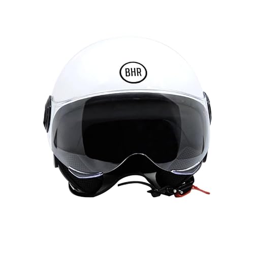 BHR Helm Demi-Jet 835 Special - Rollerhelm ECE 22.06 Zugelassenmit Anti-Kratz-Visier, Mikrometrischer Auslösung und Abnehmbare Wangenpolster - Weiss XS von BHR