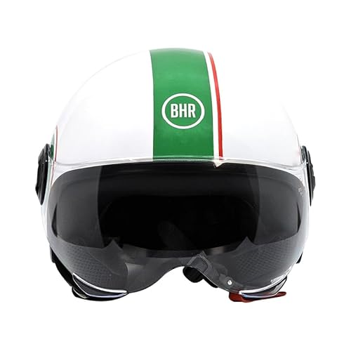 BHR Helm Demi-Jet 835 Special - Rollerhelm ECE 22.06 Zugelassenmit Anti-Kratz-Visier, Mikrometrischer Auslösung und Abnehmbare Wangenpolster - Cool Italy L von BHR