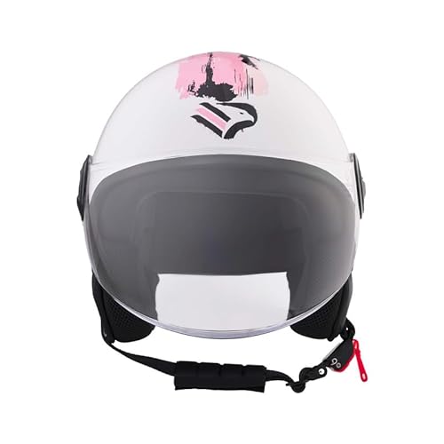 BHR Helm Demi-Jet 835 SPECIAL - Rollerhelm ECE 22.06 Zugelassenmit Anti-Kratz-Visier, Mikrometrischer Auslösung und Herausnehmbarer Innenausstattung - Palermo Shiny White L von BHR