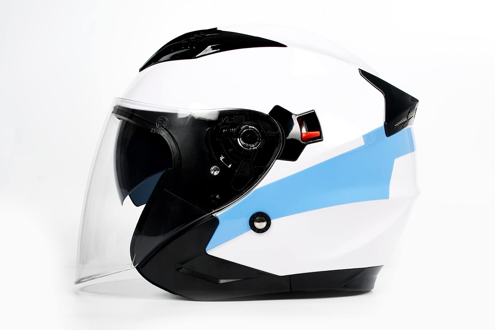 BHR Helm Jet Doppelvisier 809 DOUBLE | Helm Scooter ECE geprüft | Helm Moto Jet mit Doppelvisier Anti-Kratz, 4 Belüftungspunkte & mikrometrischer Verschluss | COOL LINE WEISS | XL von BHR