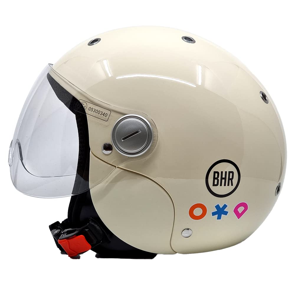 BHR Kinder-Motorradhelm Demi-Jet 816 BABY | ECE-geprüft | Kinder-Rollerhelm mit kratzfestem Visier, mikrometrischer Auslösung & modernem Design | SYMBOLS | YM von BHR