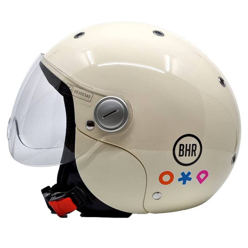 BHR Kinder-Motorradhelm Demi-Jet 816 BABY | ECE-geprüft | Kinder-Rollerhelm mit kratzfestem Visier, mikrometrischer Auslösung & modernem Design | SYMBOLS | YS von BHR