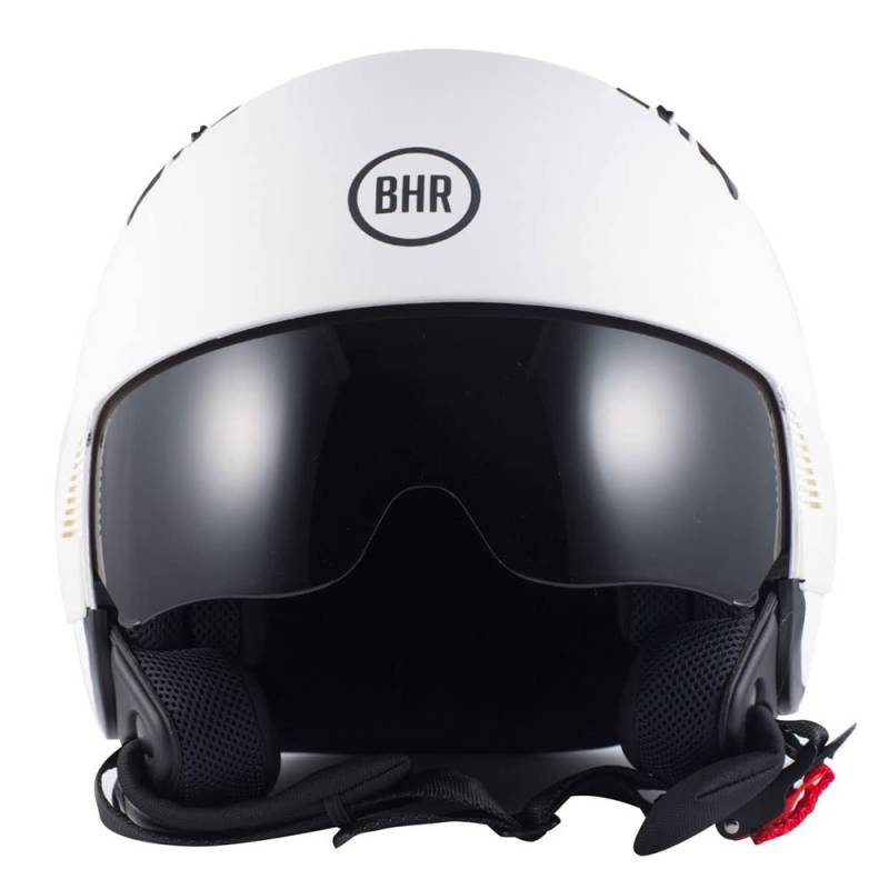 Helm Demi-Jet BHR 815 COMBY | Praktischer Rollerhelm mit ECE-Zulassung | Motorrad-Jet-Helm mit anpassbaren Seitenteilen aus Kunststoff, Sonnenblende und mikrometrischer Auslösung | MATT Weiss | XS von BHR