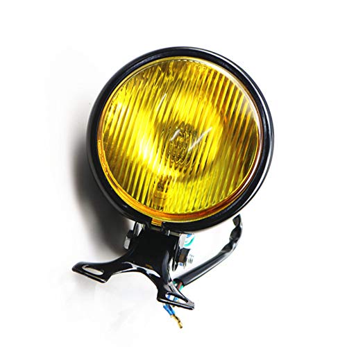 5 zoll Motorrad Scheinwerfer Kopf Lampe Licht für Cafe Racer Vintage Retro Bobber CB Alte Schule Benutzerdefinierte (Schwarz/Bernstein) von BHYShop