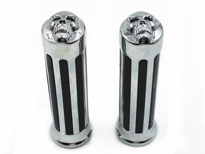 1 Zoll 25mm Schädel Lenker HAND GRIFFE Handgriff Griff Für Cruiser Chopper Benutzerdefinierte (Chrom) von BHYShop