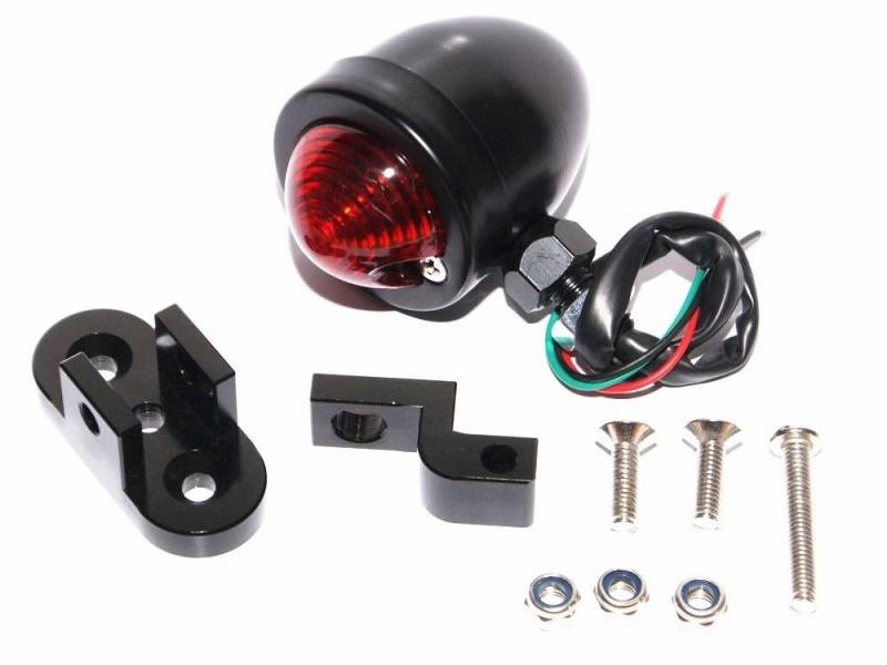 Motorrad Bullet Hinten Bremse Stop Running Rücklicht Cafe Racer Vintage Retro Bobber Alte Schule CB XL Cafe Racer Cruiser (Schwarz) von BHYShop