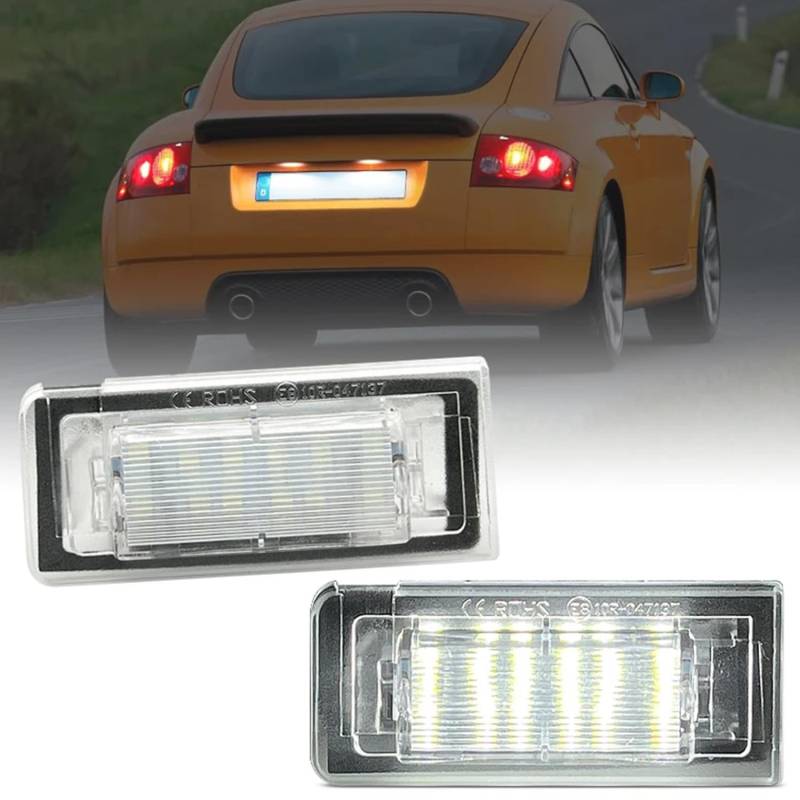 BHZNGD 18 SMD Nummernschildbeleuchtung, 2 Stück, 6500 K, weiß, fehlerfrei, Nummernschildlampe, kompatibel mit Audi TT MK1 Roadster 8N9 Coupe 8N 1999-2006, ersetzt OEM-Nummer 8N0943021A 8N0943022A von BHZNGD