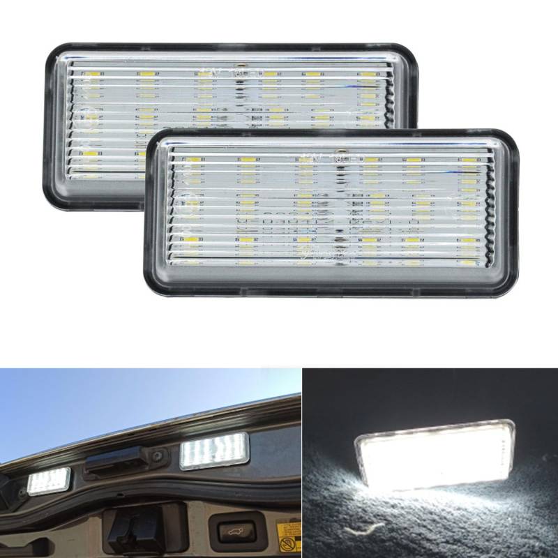 BHZNGD 3528 SMD-Kennzeichenleuchten, 2 x fehlerfreie Kennzeichenleuchten, kompatibel mit Toyota Land Cruiser J100 J200 Serie Prado120 Reiz 4D Mark X für L/exus LX470 LX570 GX470 von BHZNGD