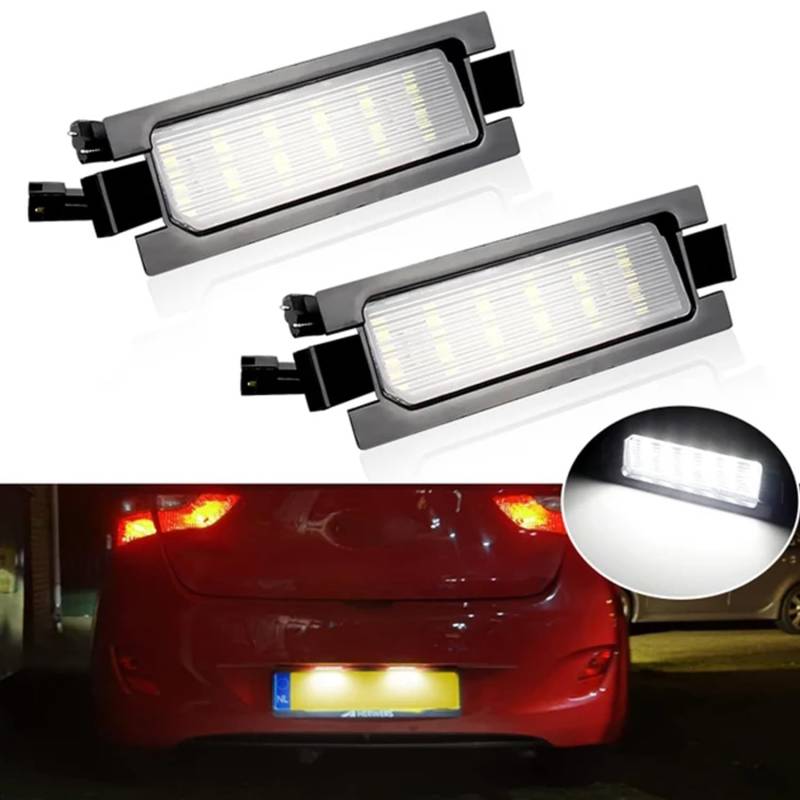 BHZNGD fehlerfreie Kennzeichenleuchte, 2 Stück, 18 SMD-Kennzeichenleuchten, kompatibel mit Hyundai I30 GD CW Elantra GT Accent für K/ia C/eed JD ED, OEM#925011H500 von BHZNGD