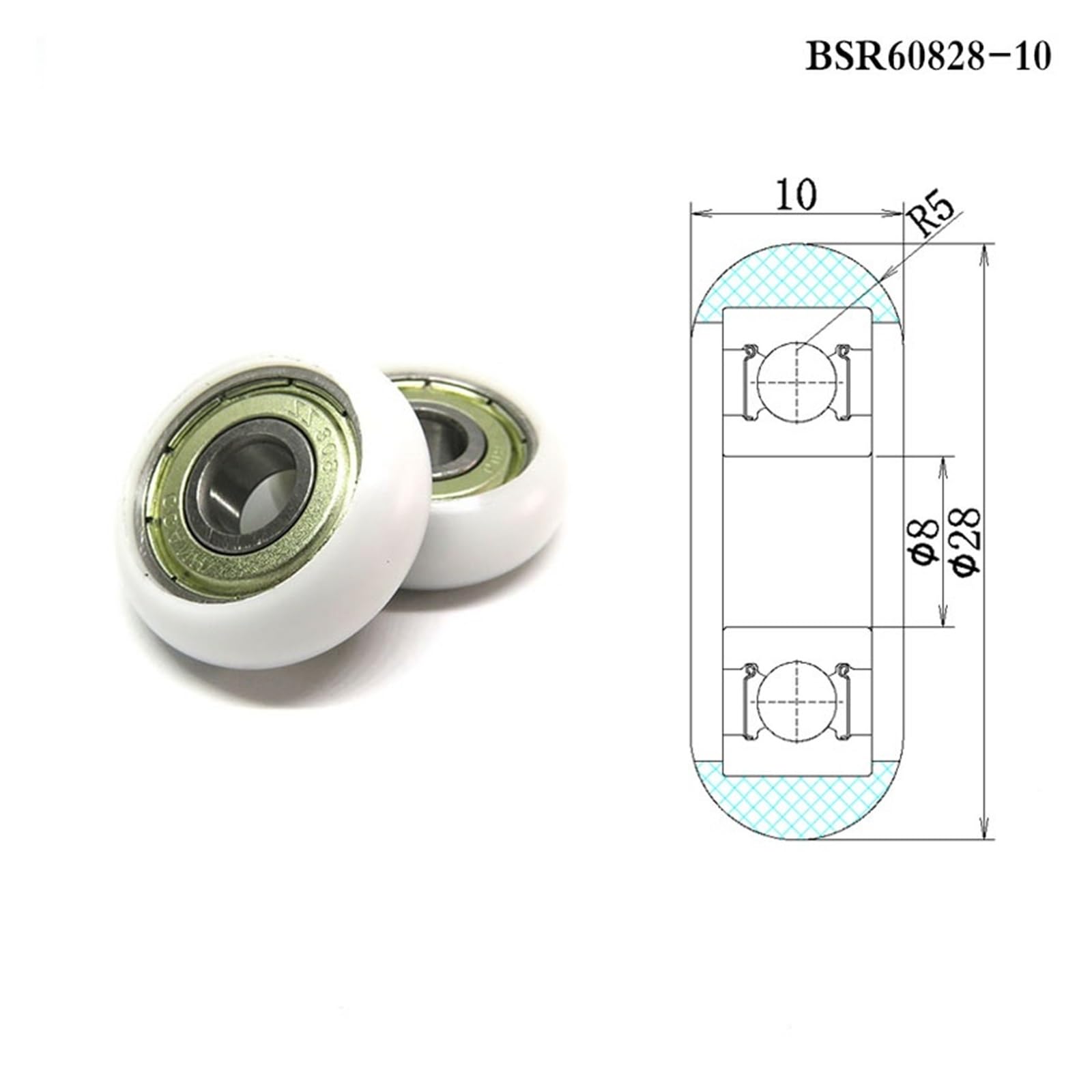 1pcs 8x28x10 Coated Roller BSR60828-10 OD 28mm Cam Wheel & Round Rower Pulley 8 * 28 * 10 BIANMTSW(10x60x12mm) von BIANMTSW