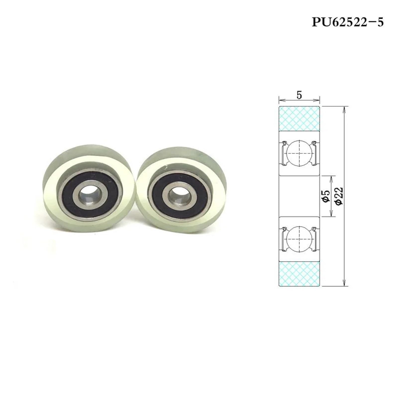 1pcs OD 22 mm PU Roller with 625 Bearing 5x22x5 mm PU62522-5 Soft Elastic Pulley 5 * 22 * 5 Forming Wheels BIANMTSW(PU69620-5 6x20x5mm) von BIANMTSW