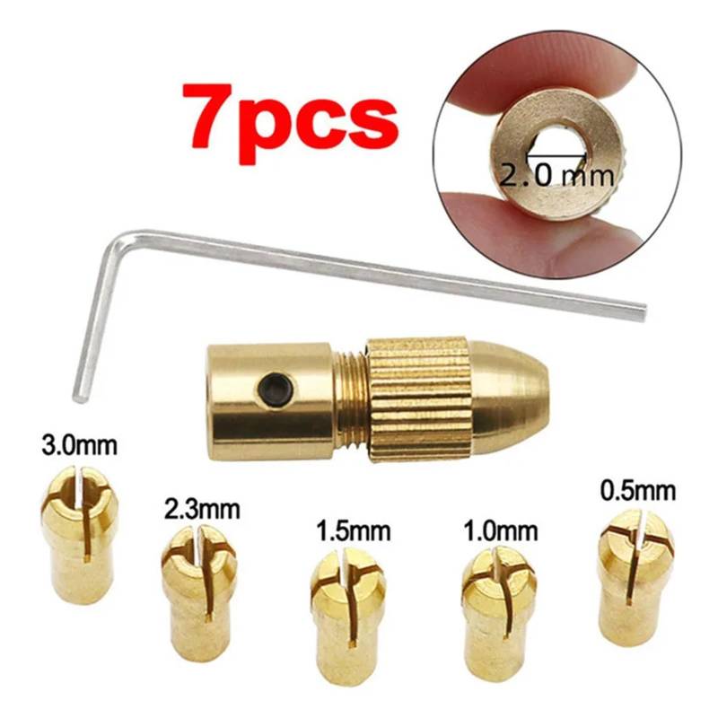 7pcs/set 2.35/3.17/4.05/5.05mm Brass Collet Drill Chucks For electronic starter Shaft Drill Bit Tool Drill Chuck Adapter BIANMTSW(2mm) von BIANMTSW