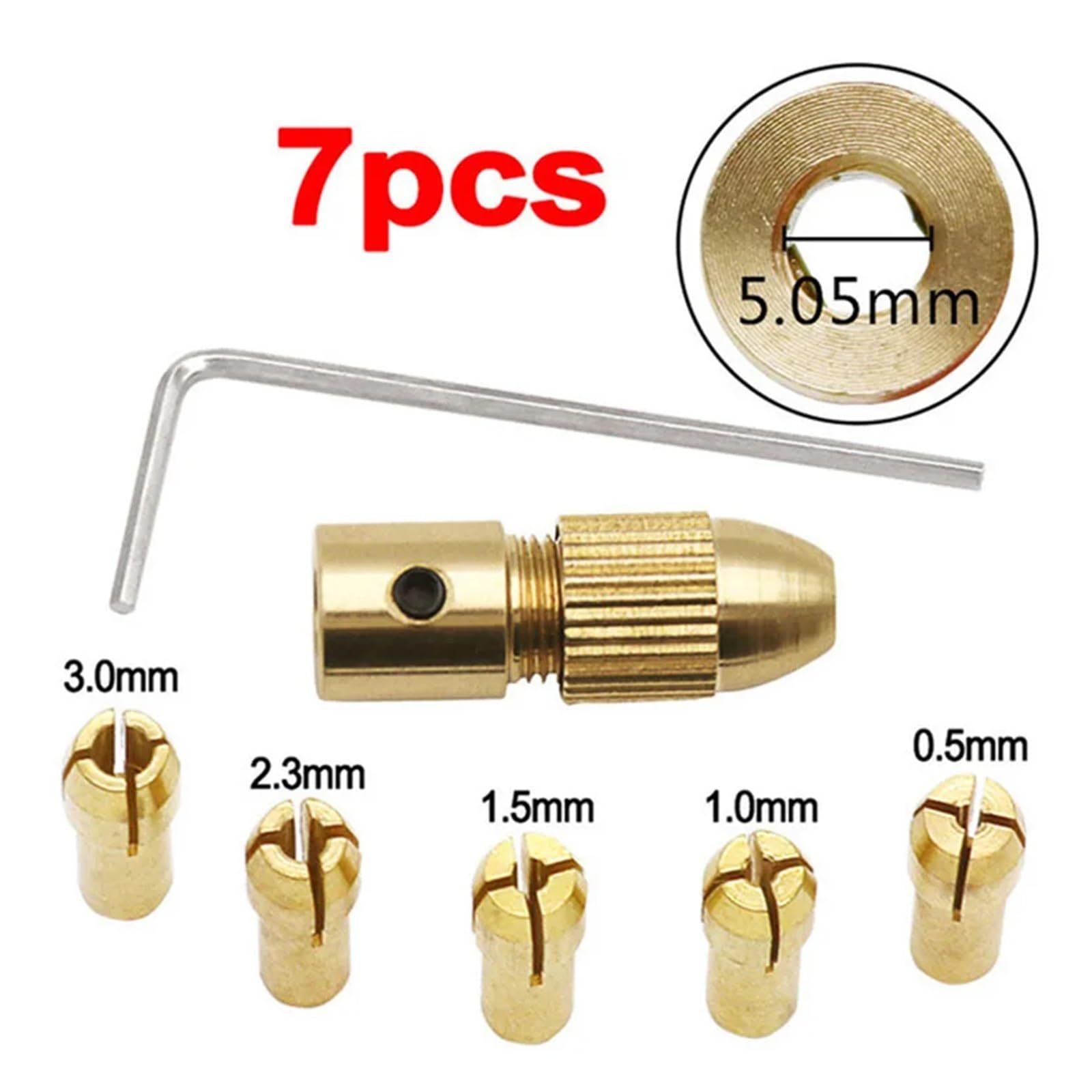 7pcs/set 2.35/3.17/4.05/5.05mm Brass Collet Drill Chucks For electronic starter Shaft Drill Bit Tool Drill Chuck Adapter BIANMTSW(5.05mm) von BIANMTSW