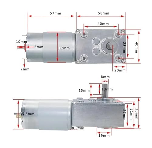 A58SW-555 Geared DC electronic starter Worm Gearbox 12-470RPM 12V-24V High Torque D Shaft Reversed Self-Lock For DIY BIANMTSW(470RPM,24V Single Motor) von BIANMTSW