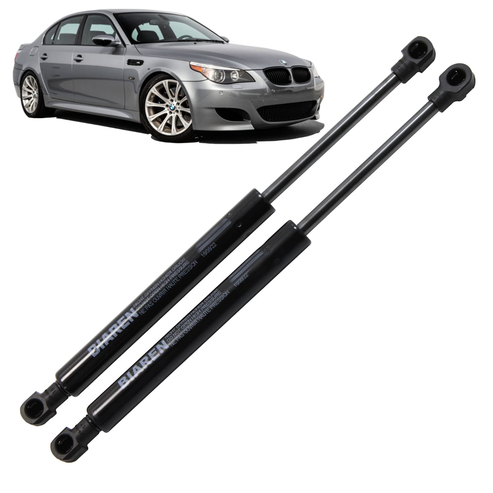 BIAREN 2 x Gasdruckfedern für die Motorhaube, vorne für BMW 5er-Serie E60 E61 2004–2010 Lift Support System 330 (N) 313 mm 51237008745 51247008754 von BIAREN