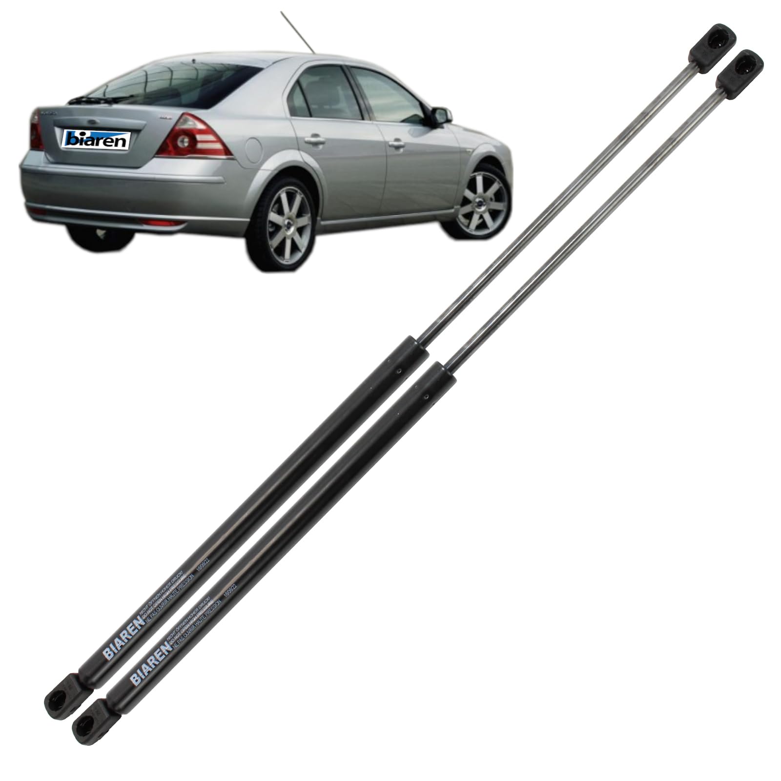 BIAREN 2 x Heckklappen-Gasdruckfedern für Ford Mondeo MK3 Schrägheck 2000–2007 Lift Support System 585 (N) 535 mm 1S71A406A10CD – 1219986 von BIAREN