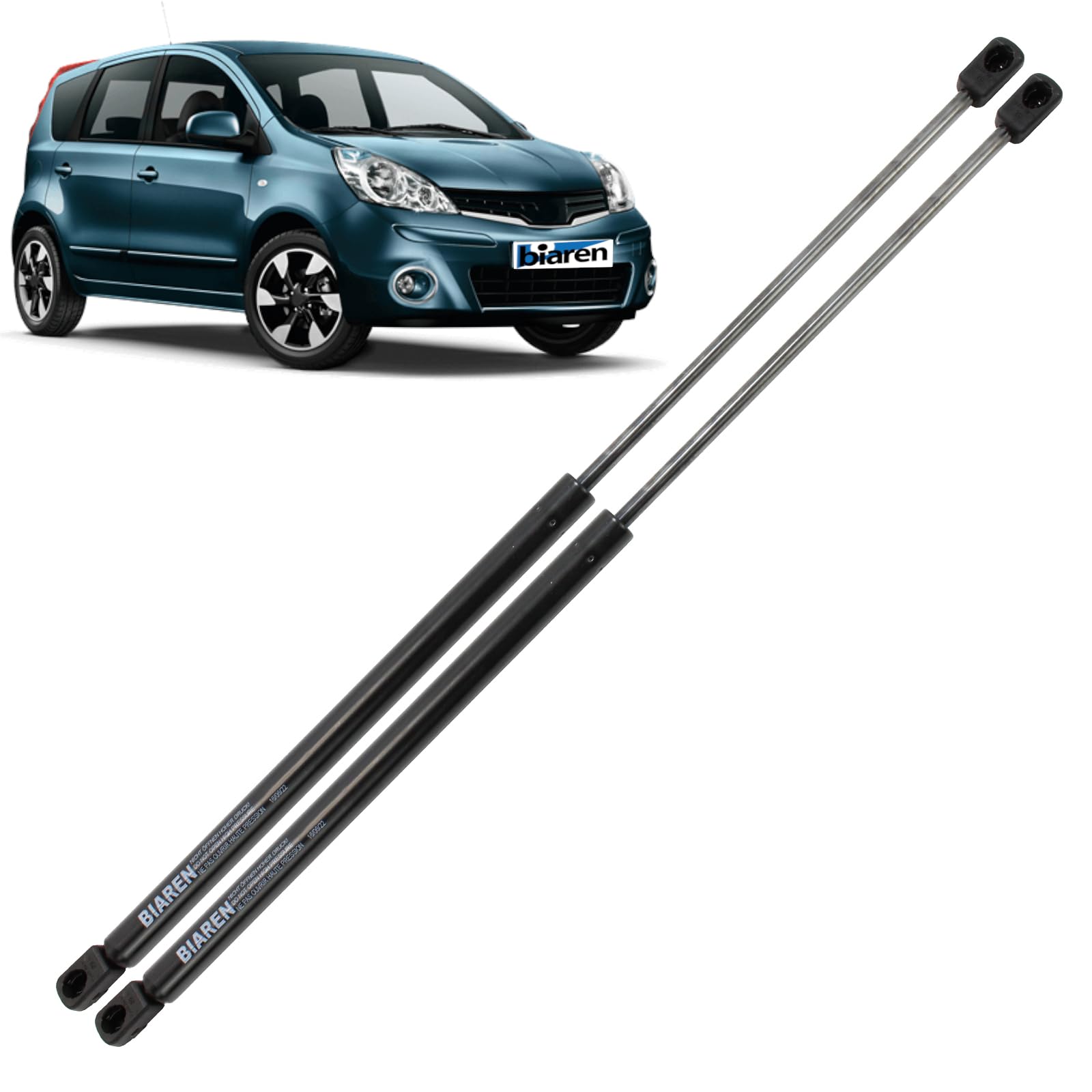 BIAREN 2 x Heckklappen-Gasdruckfedern für Nissan Note (2005–2012), Liftunterstützungssystem 425 (N) 583 mm, 904509U00A, 904509U00C von BIAREN