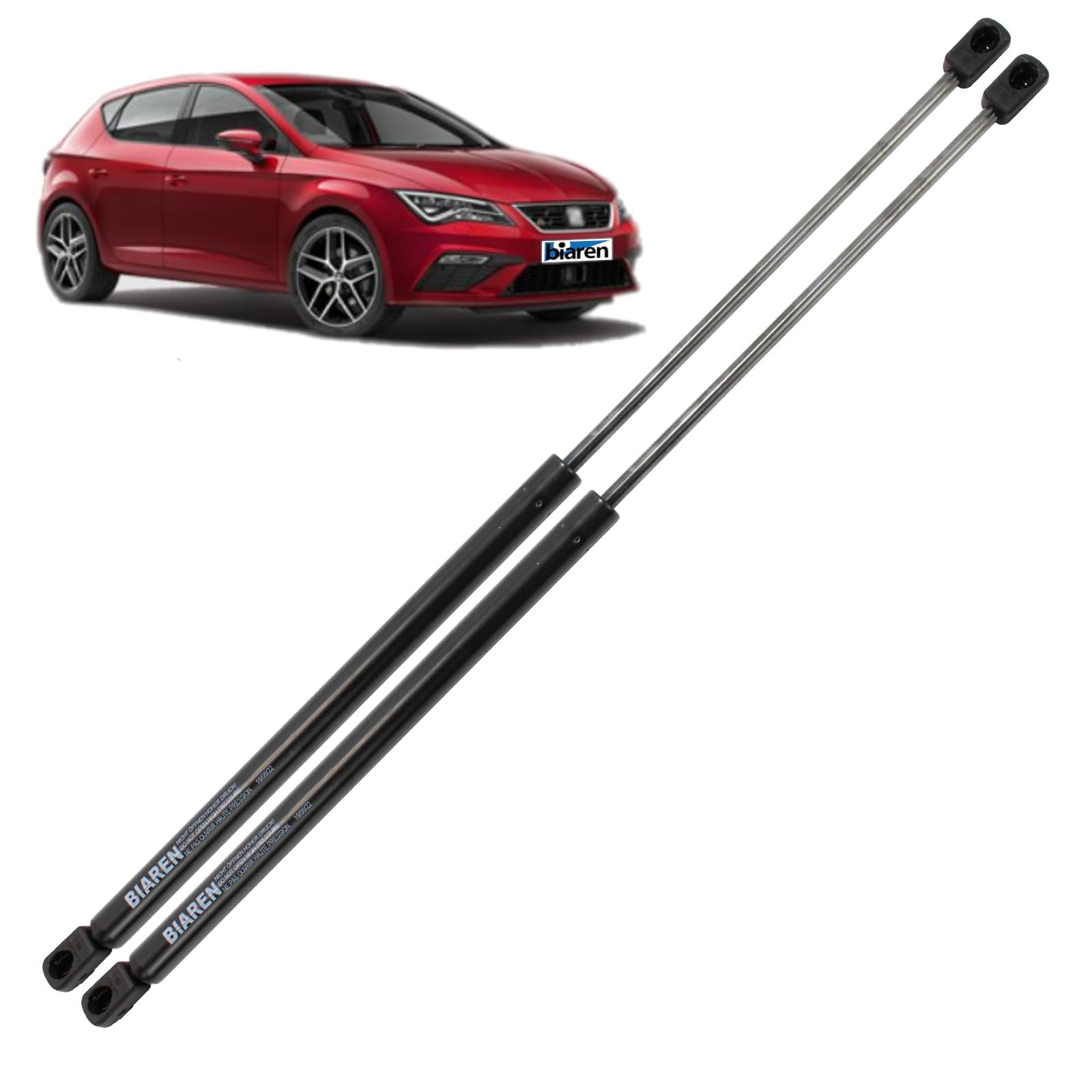 BIAREN 2 x Heckklappen-Gasdruckfedern für Seat Leon 5F1 MK3 2012–2019 Lift Support System 410 (N) 494 MM 5F4827550A von BIAREN