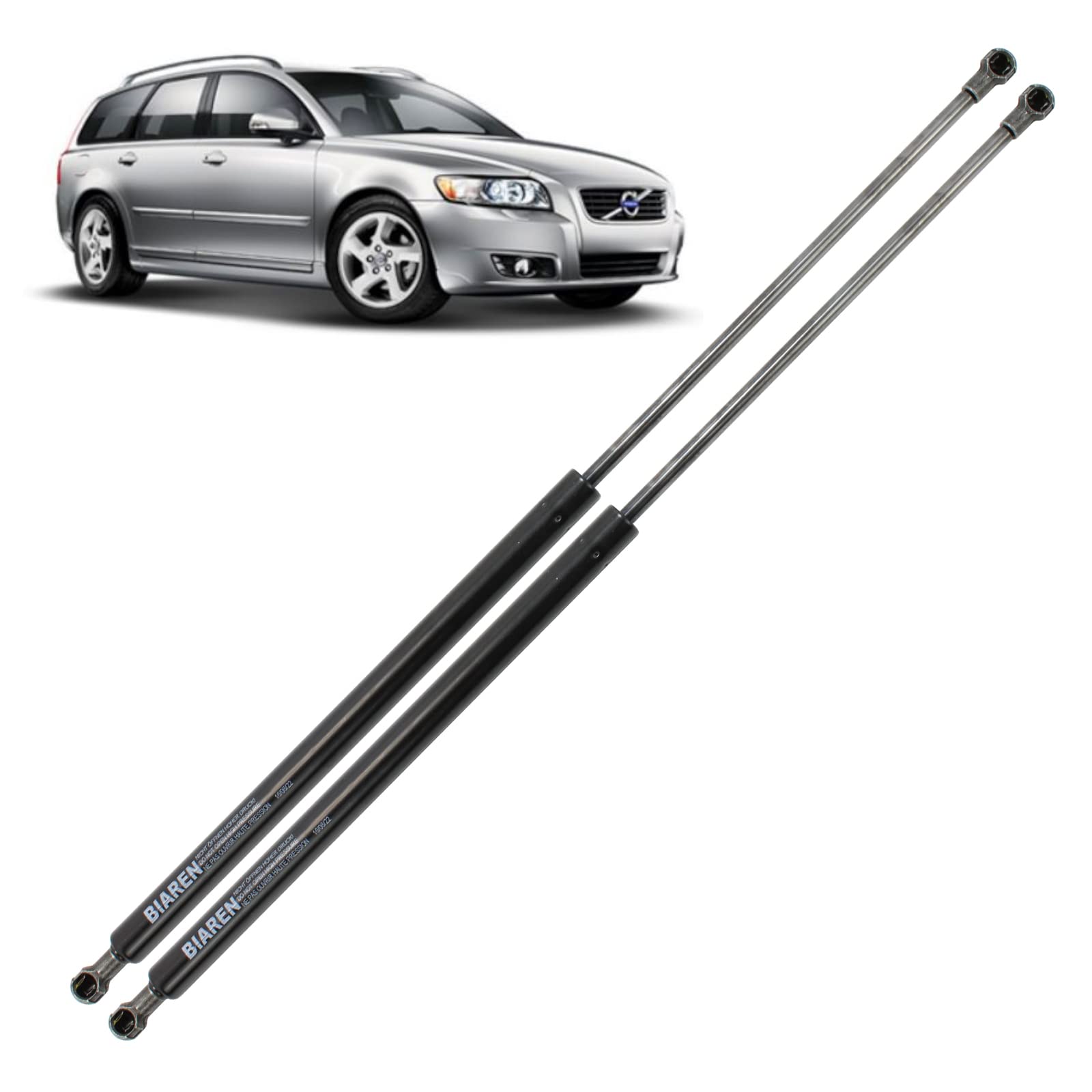 BIAREN 2 x Heckklappen-Gasdruckfedern für Volvo V50 Kombi (MW, 545) 2004–2012 Lift Support System 430 (N) 430 mm 30674718 30716189 von BIAREN